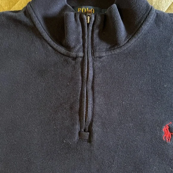 Polo by Ralph Lauren Large Blue Quarter Zip Pullover Mock Neck Sweater Orig $198